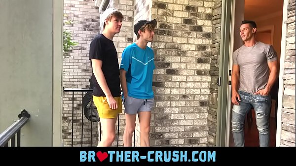 Hot brothers fuck their horny older neighbour in gay threesome BROTHER-CRUSH.COM