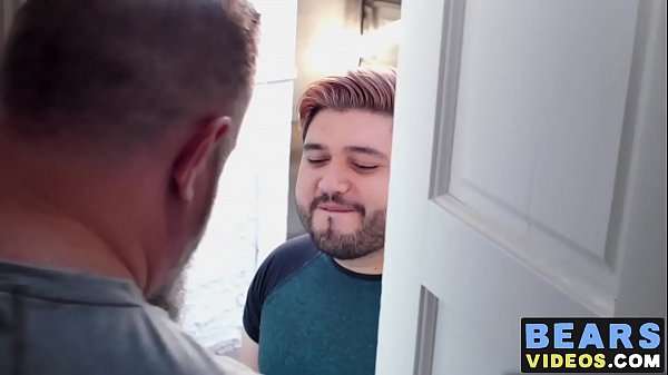 Nasty fat bear makes his cub go on knees to blow his rod