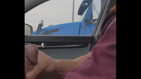 Trucker gives thumbs up after seeing cock
