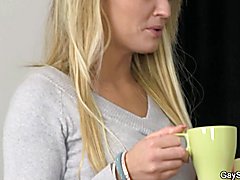 Snared bald man gives head and rides gay cock