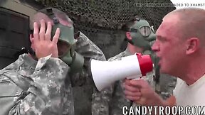Hard anal sex in the army with four big dick soldiers