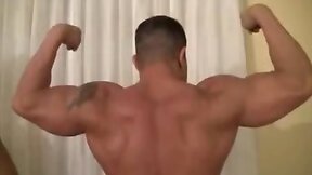 Muscular men flex and fuck