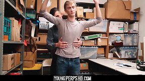 Straight skinny twink boy shoplifter sex with gay officer