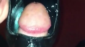 Fucking black peeptoe heel with nuru and cockring