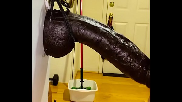 Trying huge bbc monster black dildo