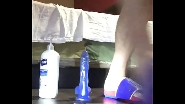Gay dildo masturbation while people watch