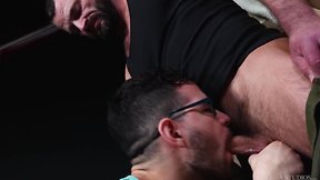 Menover30 haired older men go without condoms in locker room