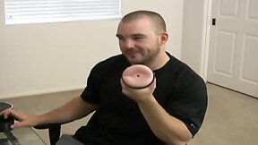 Muscular gay in slow masturbation