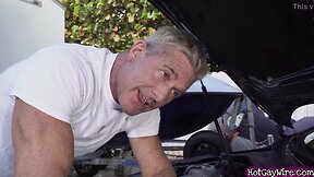 Aroused stepson fucks his stepdad real hard