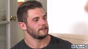 Gay slut strokes his dick while gagging on a rock hard cock