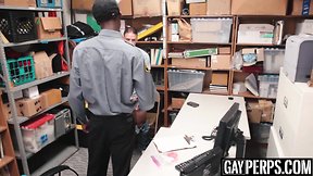 Inked thief faced with officers large black penis