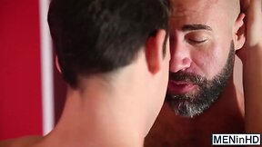 Bald hunk pokes his little twink bitch