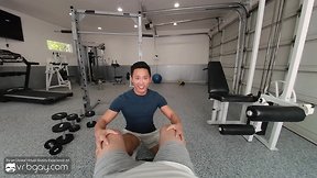 Jkab ethan dale in vr gay bareback sex fantasy at the gym with muscle asian in vr porn