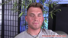 Marine easton covers his fist in sperm.