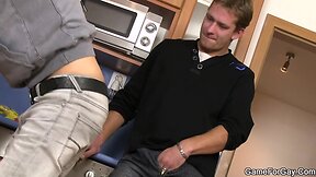 Cute plumber sucks and rides gay cock