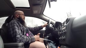 Driving and Stroking my Cock