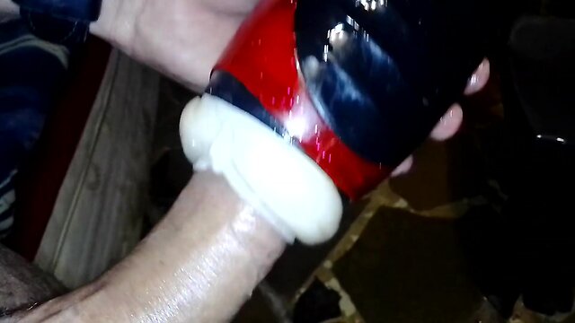 Intense fleshlight penetration with huge ejaculation