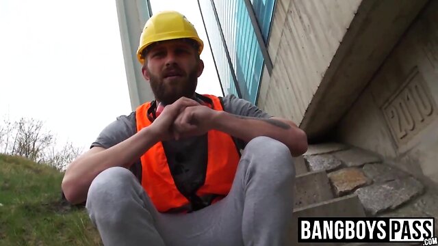 Bearded prick sucker orally services a man-sized one for cash