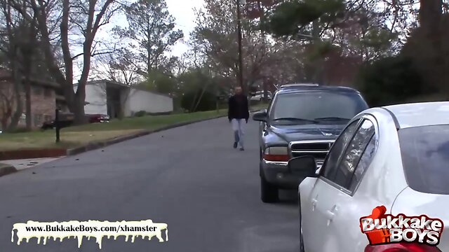 Bukkake lover gets his asshole double penetrated hard