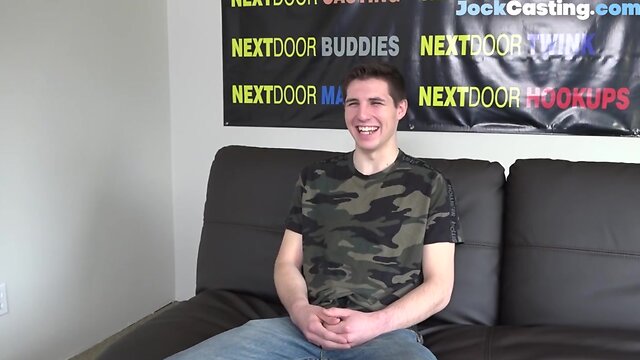 Auditioning jock solo jacking off his dick