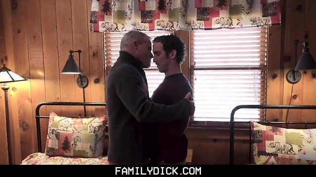 Familydick stepdad and stepgrandpa spitroast a agitated teenager