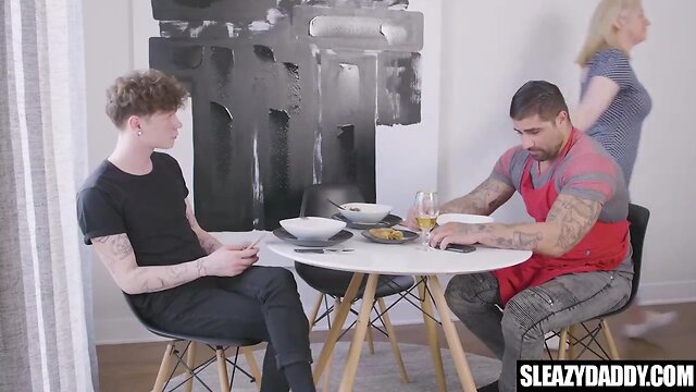 Muscly grandpa fucks gay son behind mom’s back