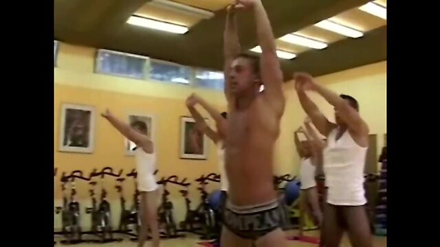 Sexy guys work out in pantie hose