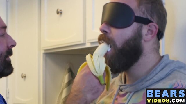 Grizzly thick bear penis polished hard by his haired a naughty cub