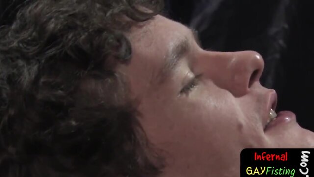 Hot gay hunk takes fist deep inside