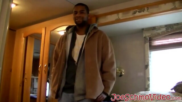 Black dude Dorky comes in a for a wank and a blowjob