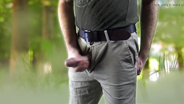 Masturbating outdoors in a park