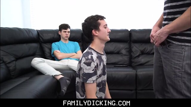 Wild stepson threesome: anal fun with stepdad and step cousin