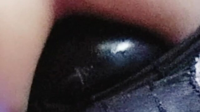 Having fun with giant and chubby bum plug.